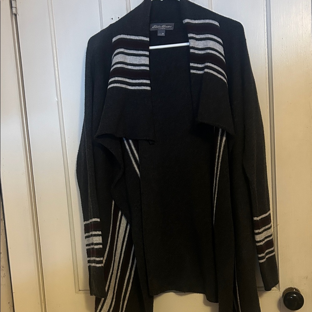 Eddie Bauer Dark Cardigan with Light Stripes